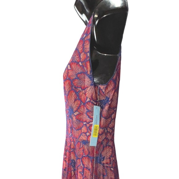 NWT Antonio Melani Pammy Dress Red Blue‎ Floral Lace Size 4 Sleeveless Midi - Picture 7 of 15